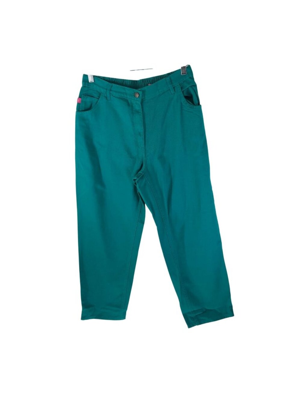 Woman Within Womens 14WP Green Elastic Waist Cotton Jeans Classic Fit